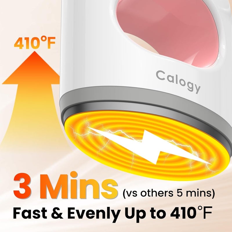 Calogy Super Mini Heat Press Machine, Fast Up to Max 410℉ in 3Mins & 4 Heating Setting with LED Display, Mini Iron for Crafting with Precision Tip, Easy for Small Objects Like Shoes, Hats (White Pink) - Image 3
